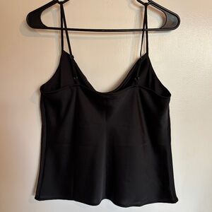Black Satin Cowl Neck Tank Top